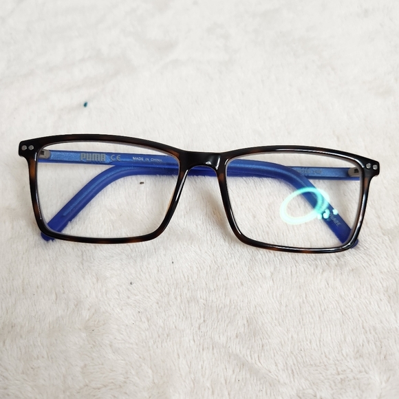 Puma Brown and Blue Men's Prescription Eyeglass Frames with Carrying Cases - Picture 4 of 16